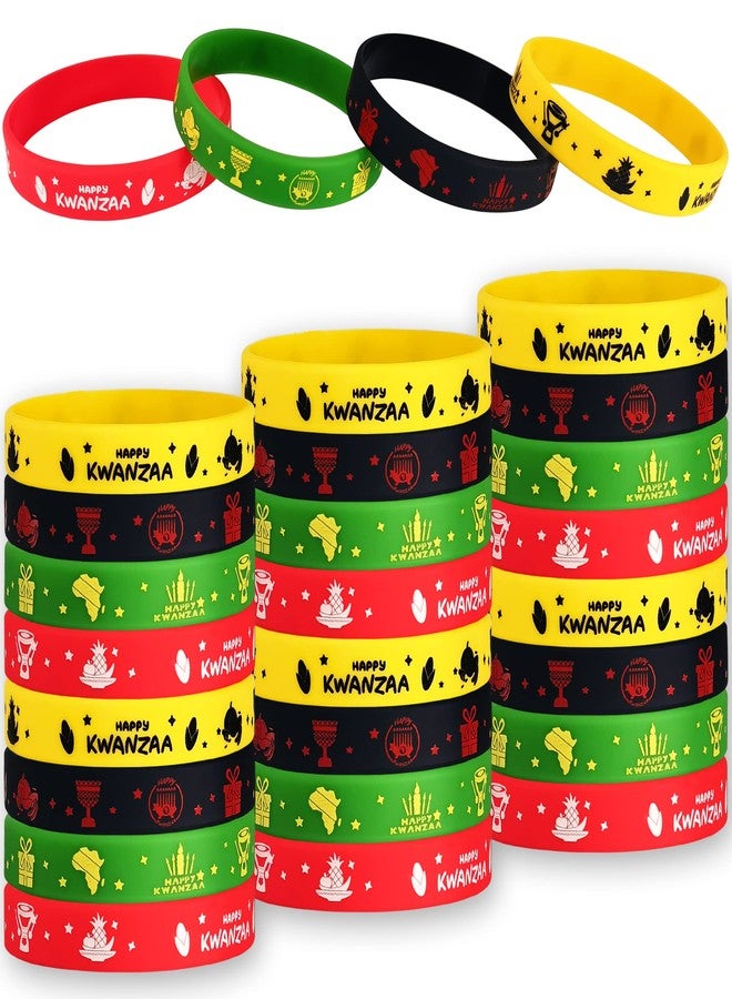 FSHANEE 24Pcs Happy Kwanzaa Rubber Bracelets African Heritage Holiday Party Supplies Silicone Wristbands Happy Kwanzaa Party Favors Kwanzaa Party Gift Bag Goodie Bag Fillers Stuffers - Image 1